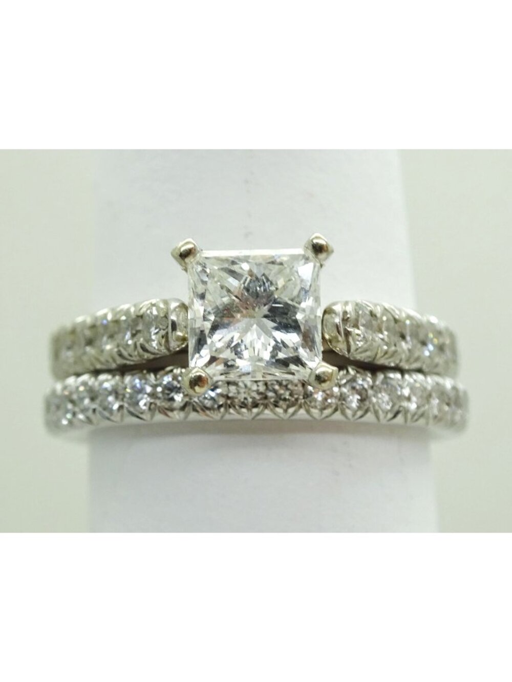 GIA 1.41ct tw Natural Diamond Engagement Ring Set 14k White Gold Size 4.5